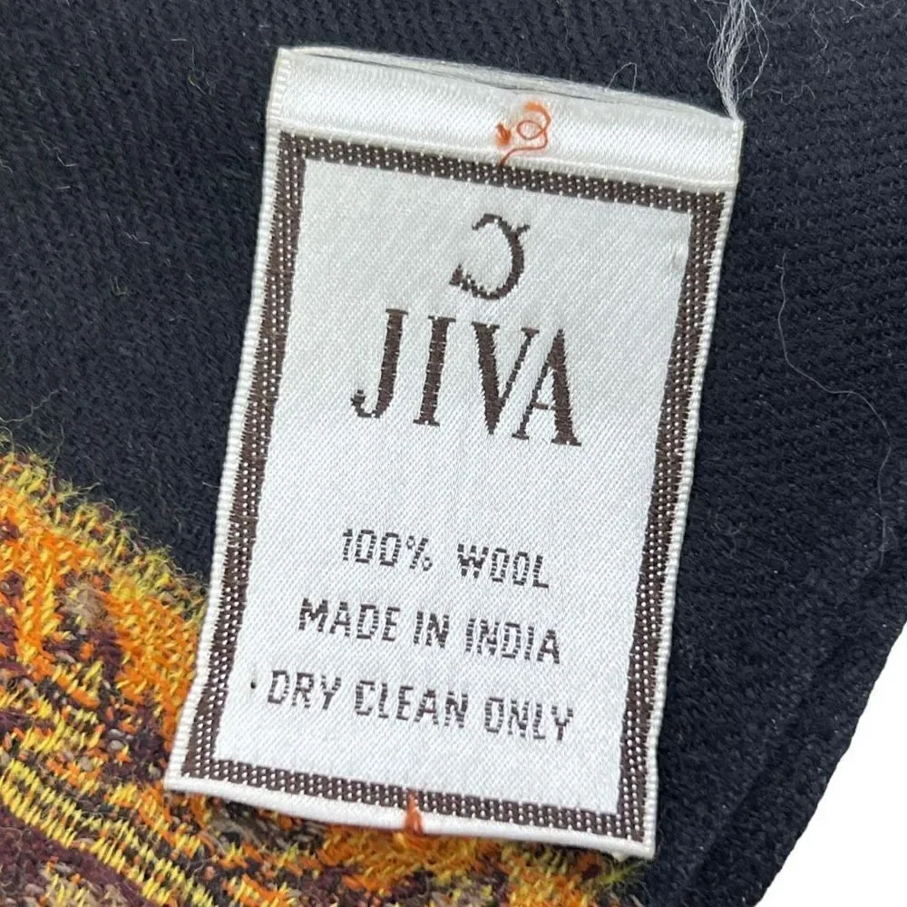 JIVA WOOL SHAWL INDIA GOLD PAISLEY 84x42